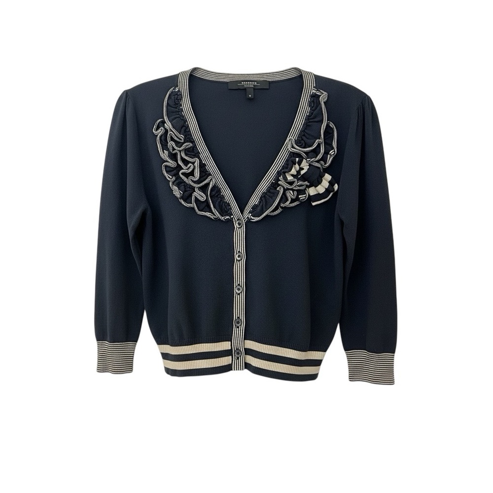 MaxMara Navy Sweater with Striped Detail